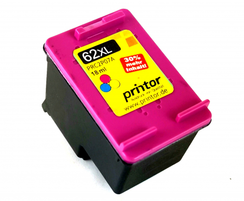 Ink cartridge remanufactured for HP 62 (C2P07AE) XL, 3-colour