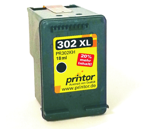 Tintenpatrone wiederaufbereitet zu HP 302 (F6U68AE) XL, Schwarz
