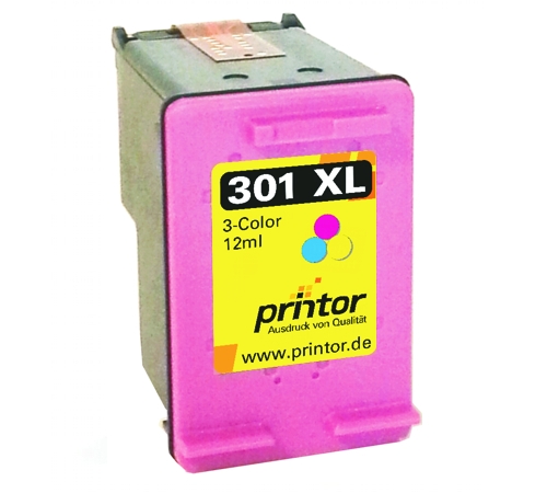 Ink cartridge remanufactured for HP 301 (CH564EE) XL, 3-colour